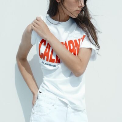 California Print T-Shirt – White