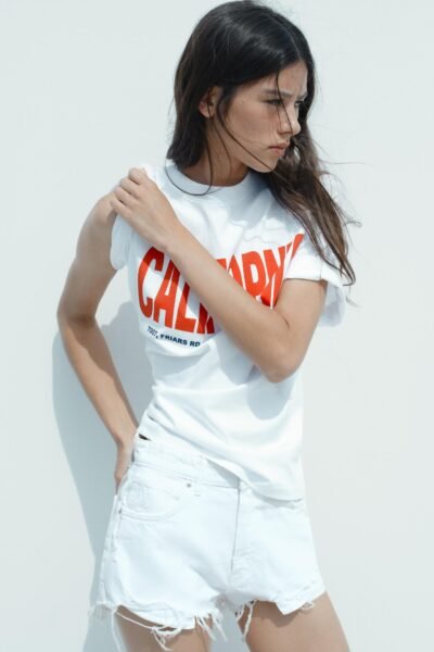 California Print T-Shirt – White