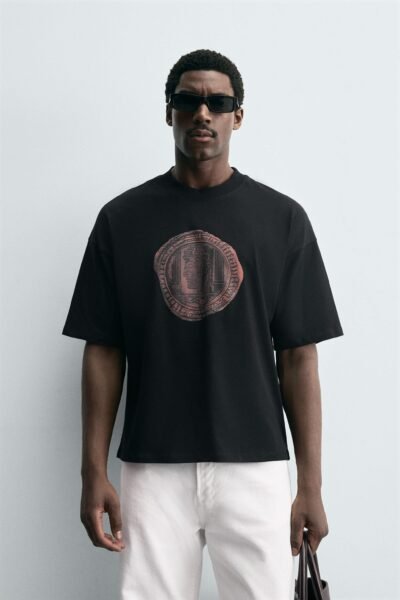 Coin Print T-Shirt – Black